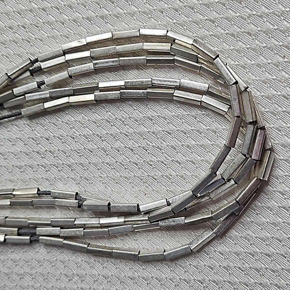 CORD NECKLACE SILVER & GREY BEADS - Picture 8 of 8